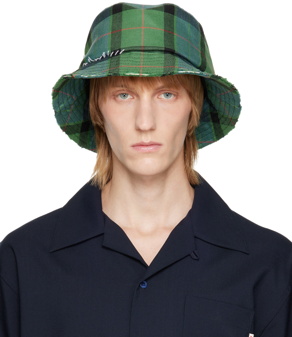 Green Tartan Bucket Hat by Marni on Sale