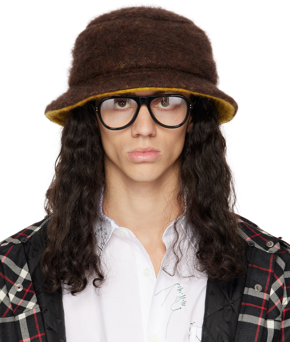 Marni Brown Brushed Bucket Hat In 00m75 Cacao