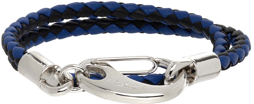 Ssense Uomo Accessori Gioielli Bracciali Black & Navy Double Wrap Braided Bracelet 