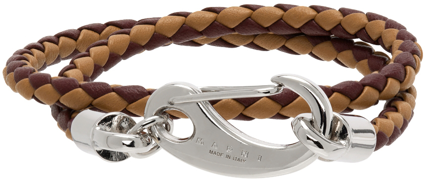 Marni Brown Double Wrap Braided Bracelet