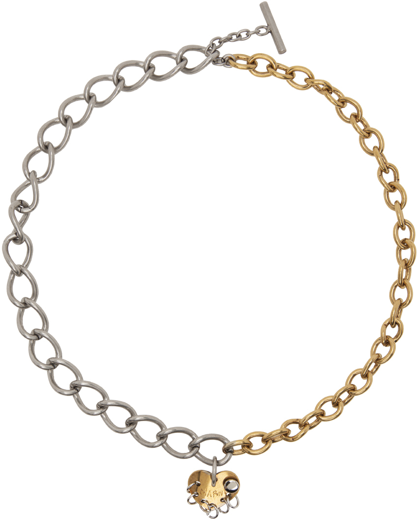 Marni Gold & Silver Heart Necklace