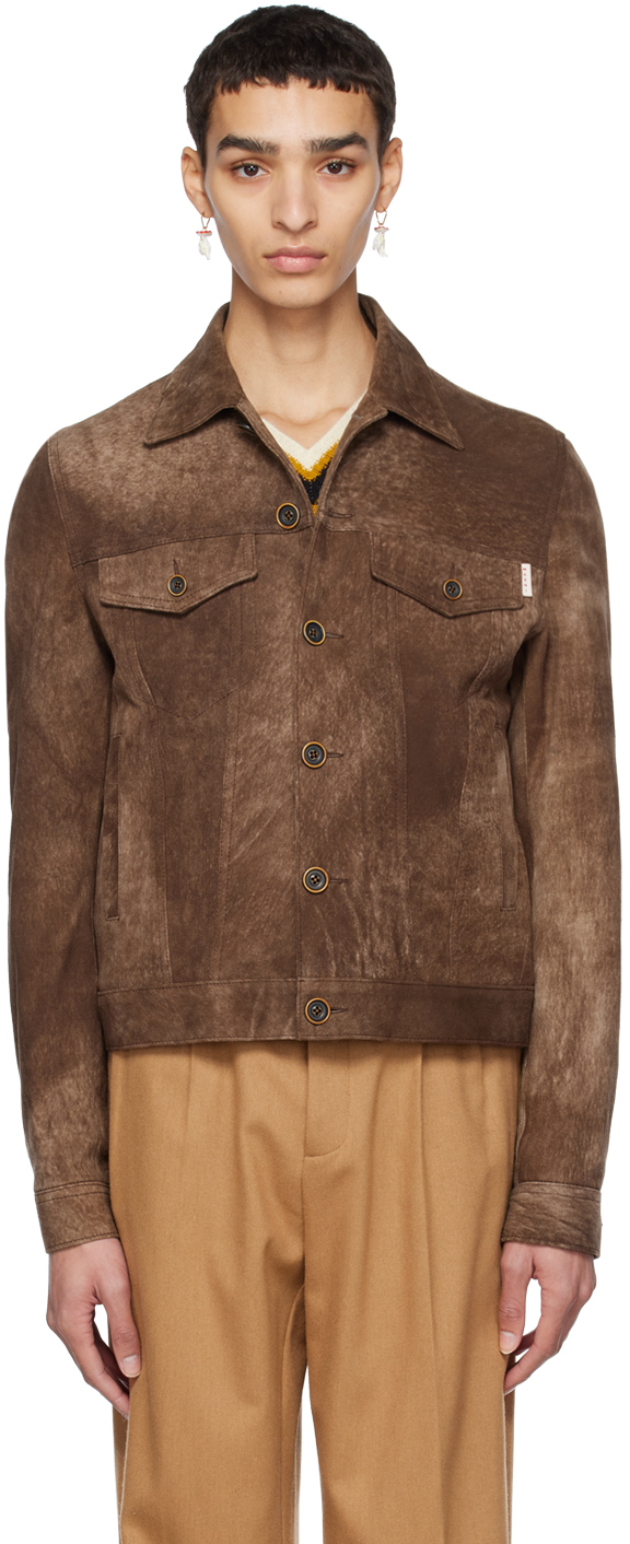 Marni: Brown Buttoned Jacket | SSENSE
