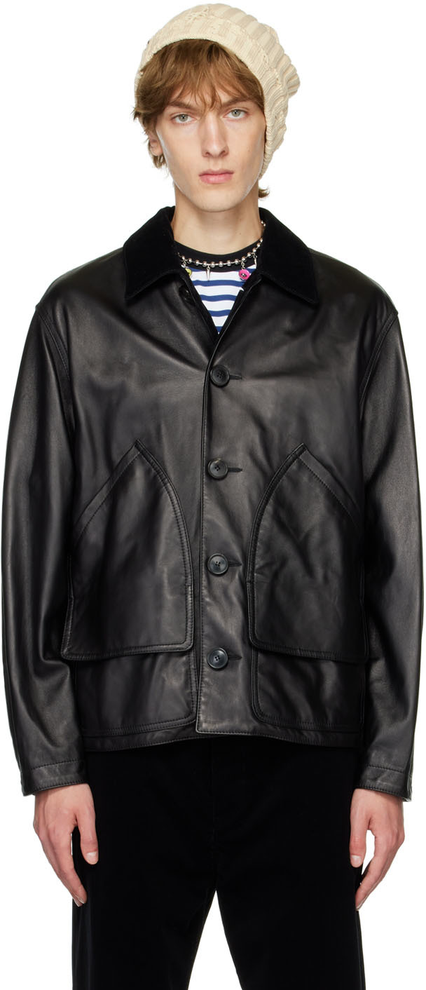 Marni: Black Leather Jacket | SSENSE