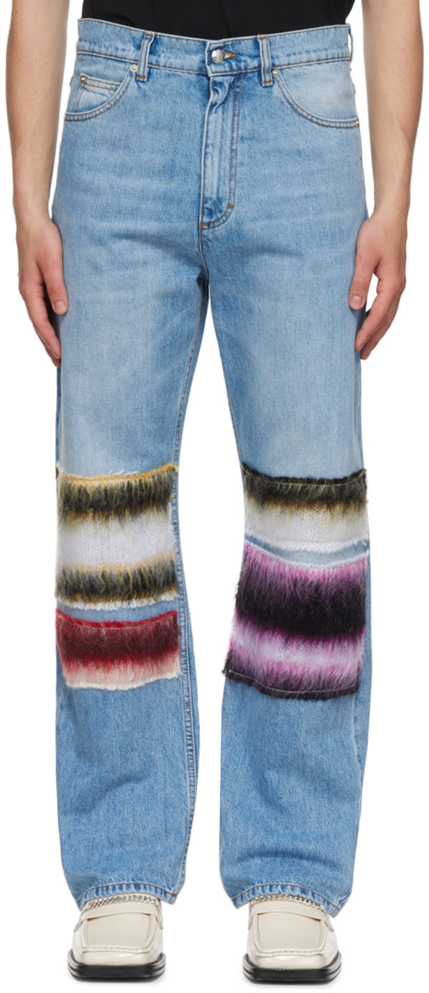 Marni Blue Mohair Patch Cropped Jeans