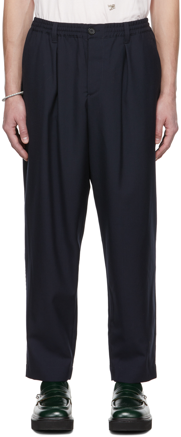 Navy Tropical Trousers by Marni on Sale