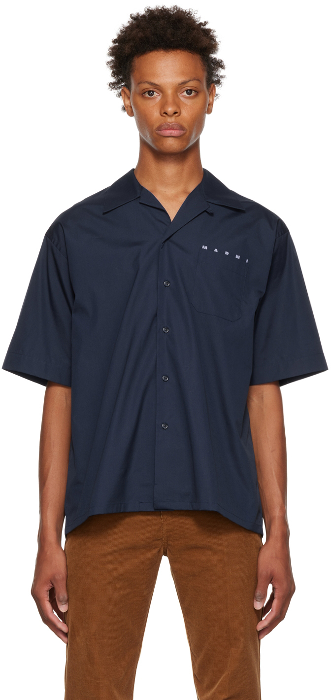 Marni Navy Poplin Shirt In Lob80 Ink