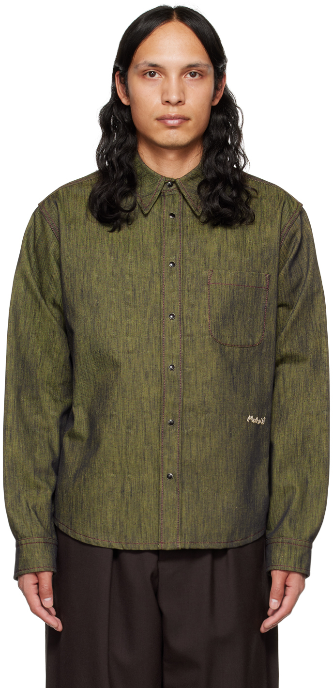 Marni Green Embroidered Denim Shirt