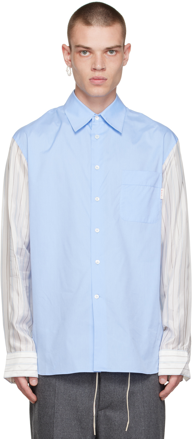 Marni Blue Paneled Shirt