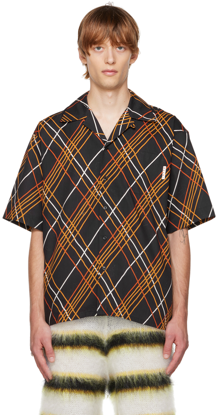 Marni Black Stripe Bowling Shirt