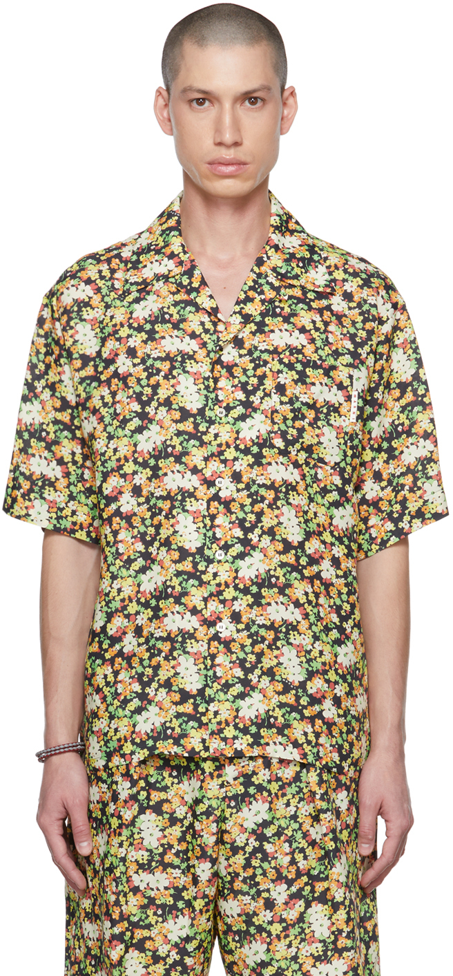 Marni Camp-collar Floral-print Cady Shirt In Lpn99 Black