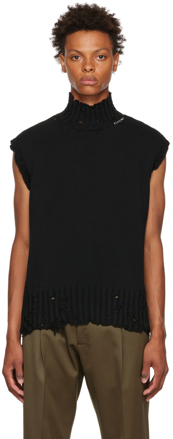 MARNI BLACK DISTRESSED waistcoat