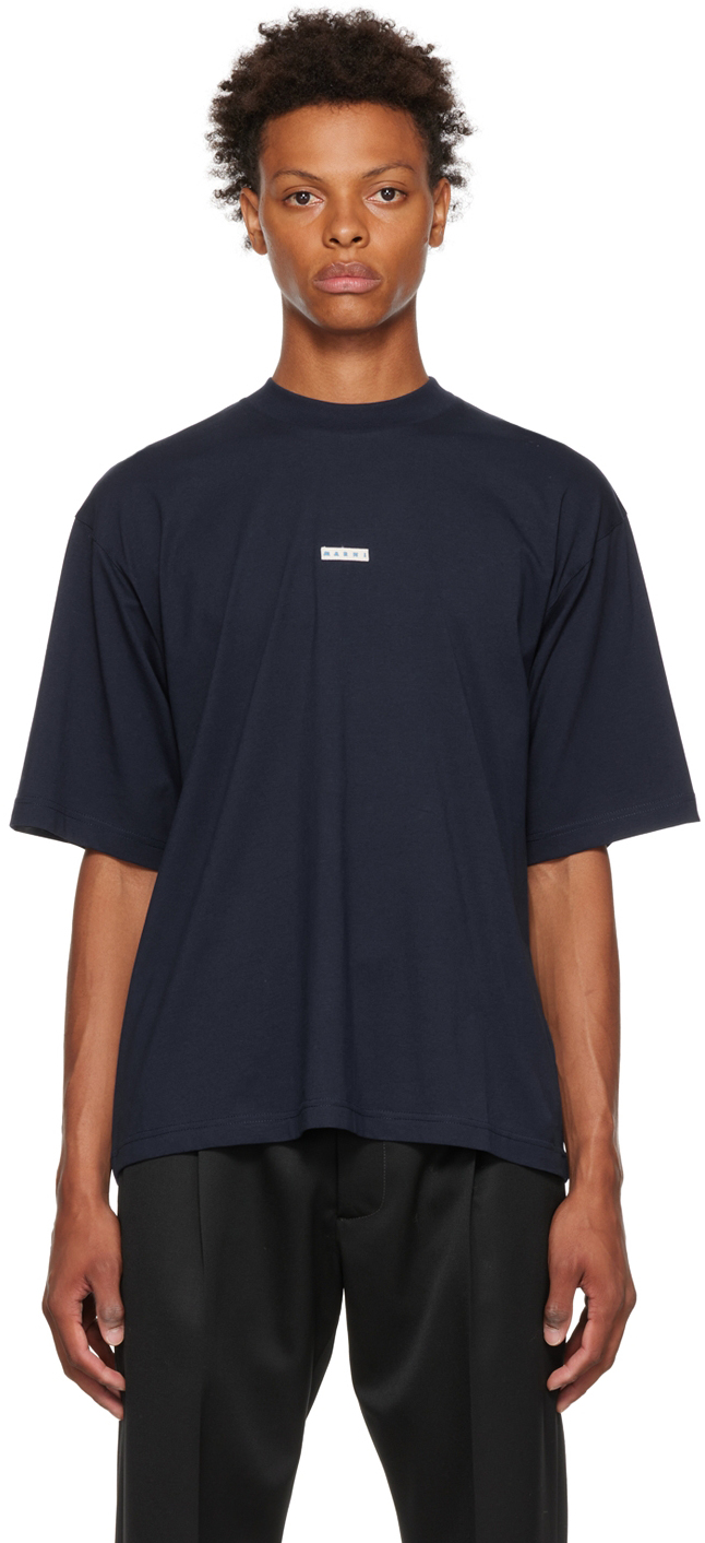 Marni Three-Pack Navy Logo T-Shirts