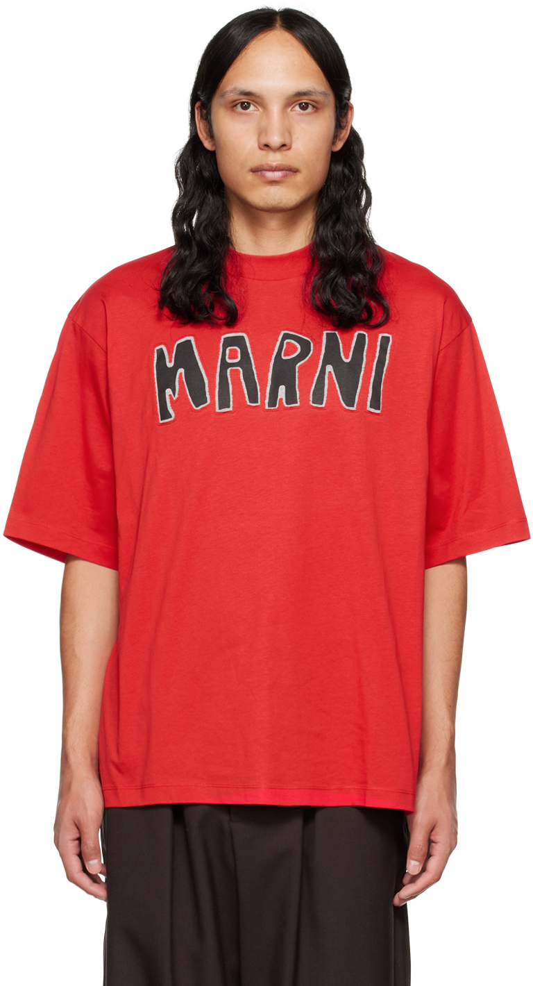 Marni Red Embroidered T-Shirt