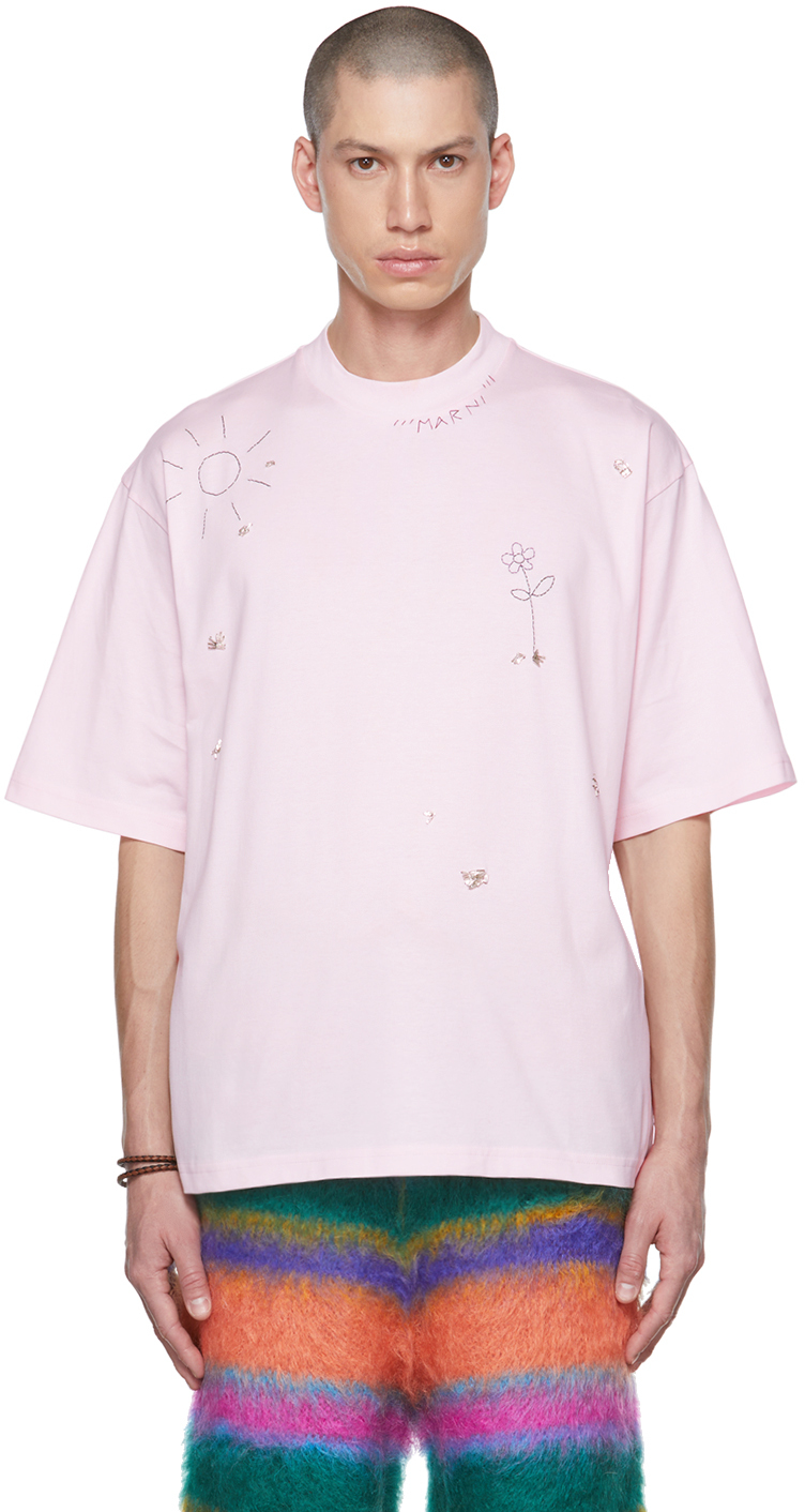 Marni Pink Embroidered T-Shirt