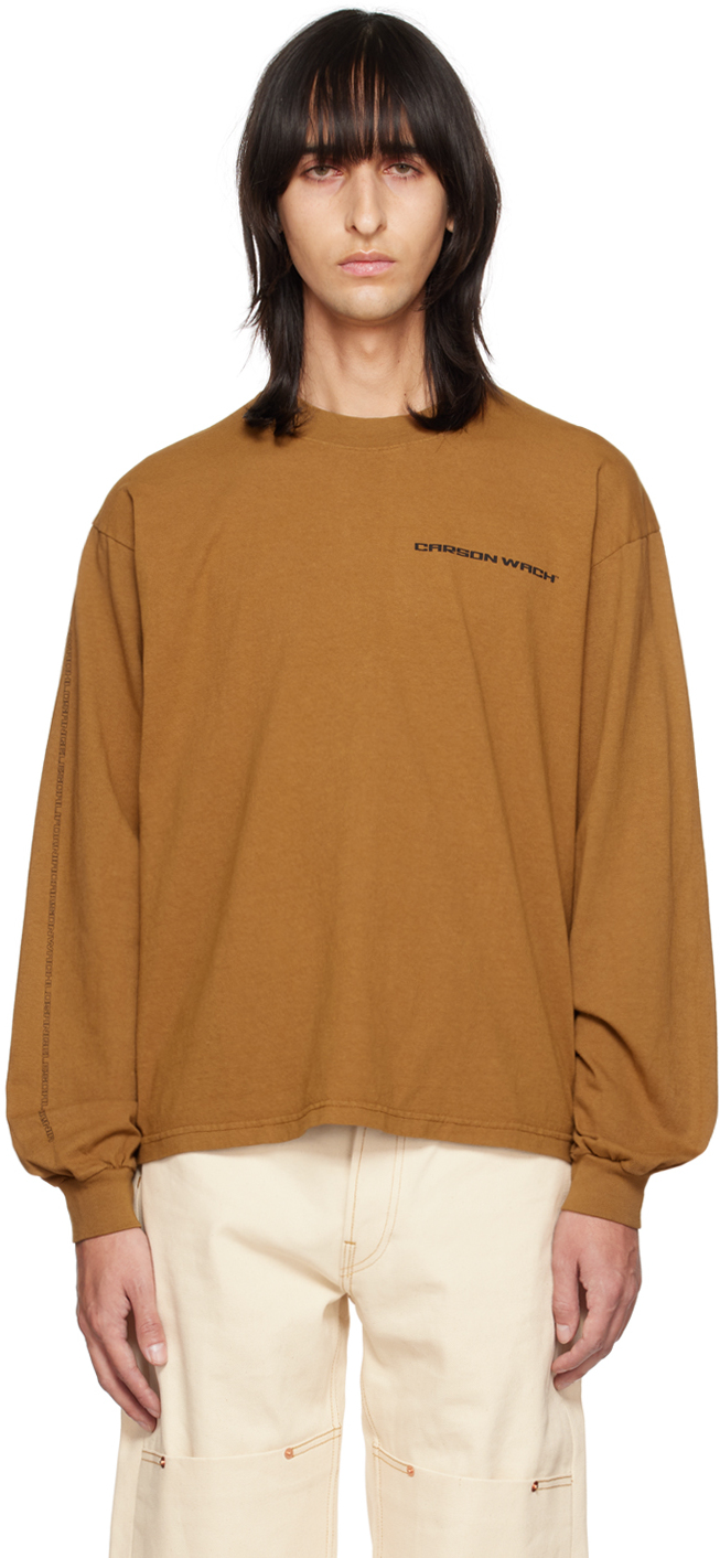 Brown Printed Long Sleeve T-Shirt