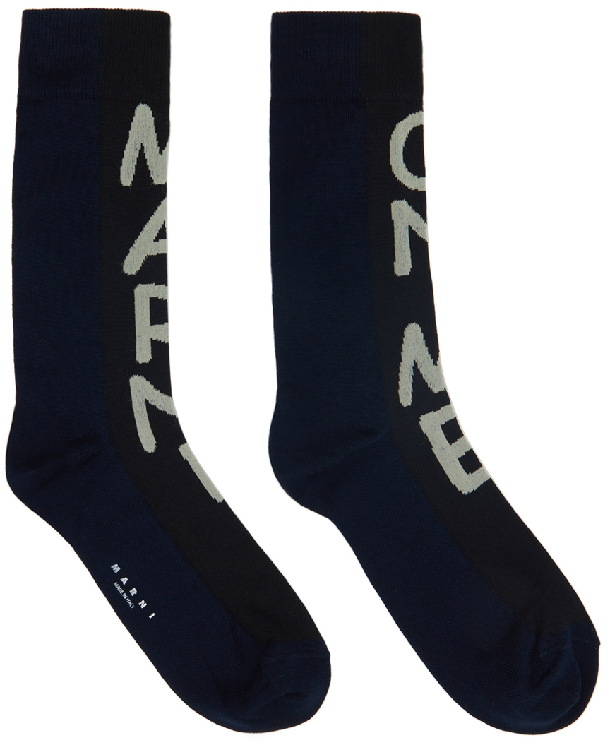 Marni Navy 'On Me' Socks