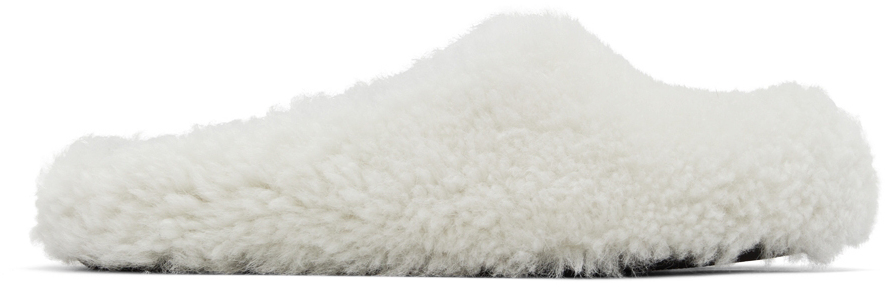 Marni White Fussbett Sabot Slippers In 00w02 Natural White
