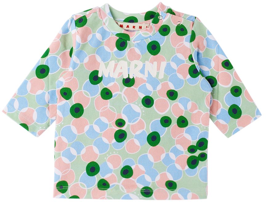 Marni Baby Green Graphic T-shirt In 0m529 | ModeSens