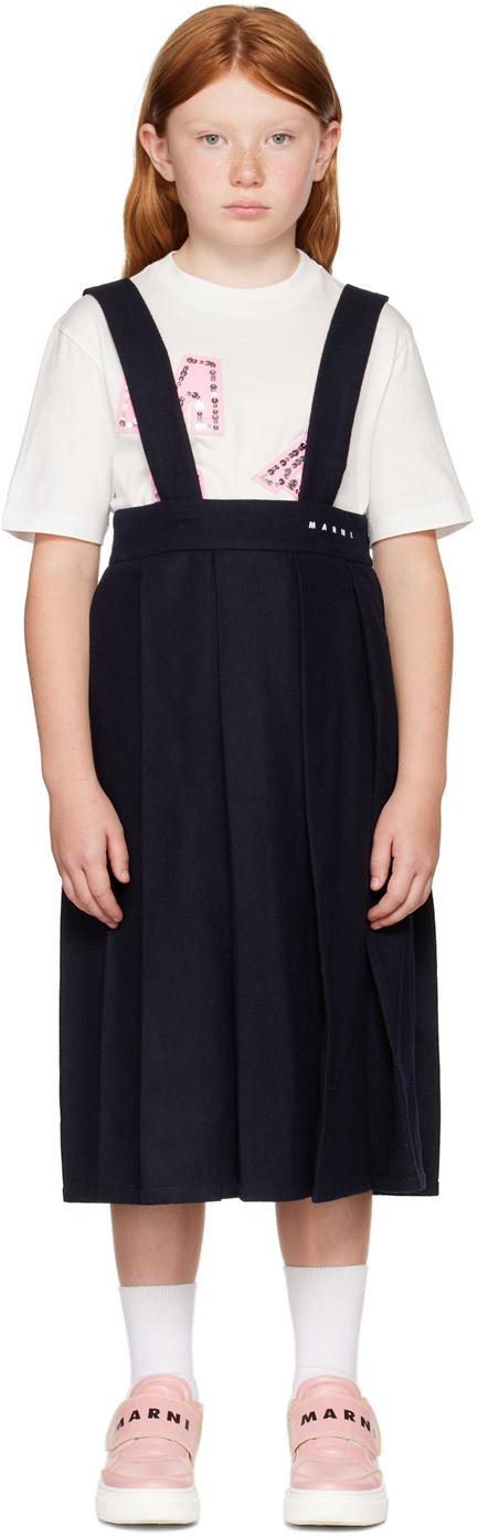 Kids Navy Pleated Skirt by Marni on Sale