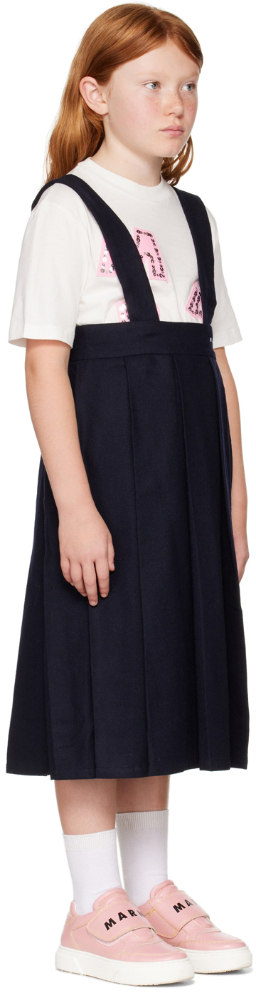 Marni Kids Navy Pleated Skirt In 0m803