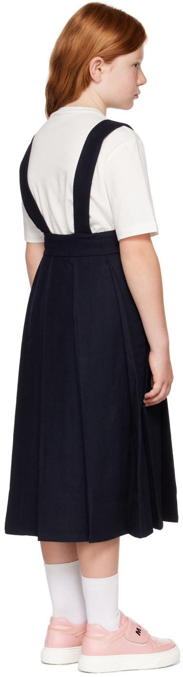 Marni Kids Navy Pleated Skirt In 0m803
