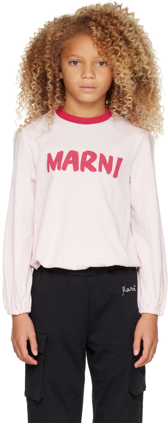 Kids Pink Brush Logo T-Shirt by Marni | SSENSE UK