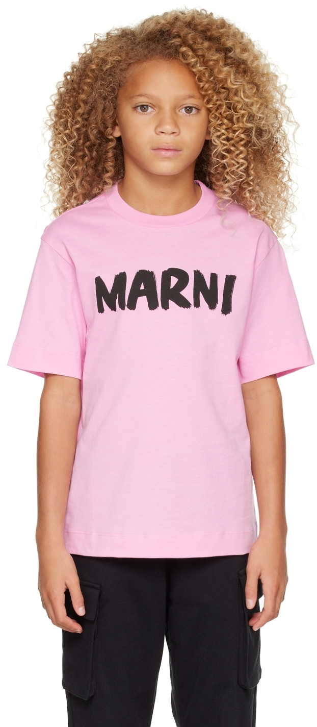 Kids Pink Logo Print T-Shirt Ssense Abbigliamento Top e t-shirt T-shirt T-shirt a maniche corte 