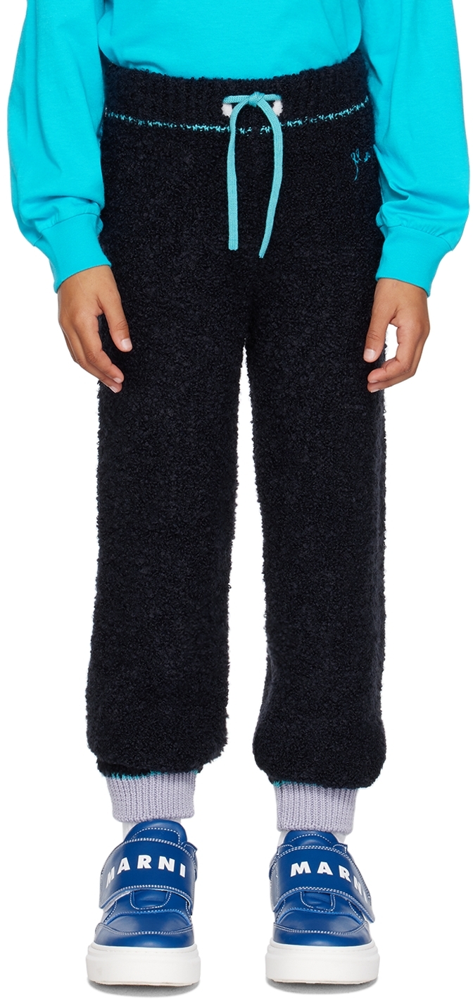 Shop Marni Kids Navy Embroidered Lounge Pants In 0m803