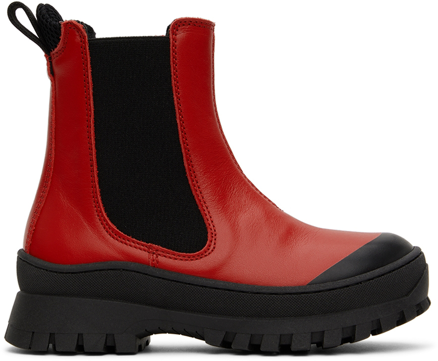 Marni Kids Red Leather Chelsea Boots In Var. 1