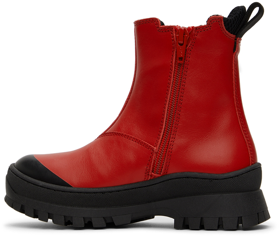 Marni Kids Red Leather Chelsea Boots In Var. 1
