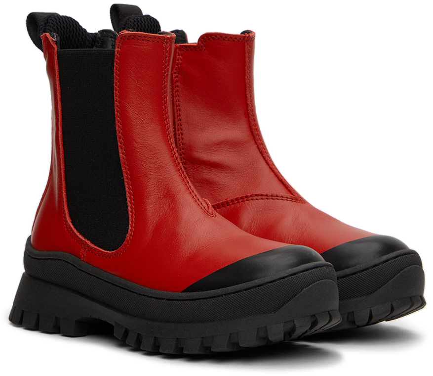 Marni Kids Red Leather Chelsea Boots In Var. 1