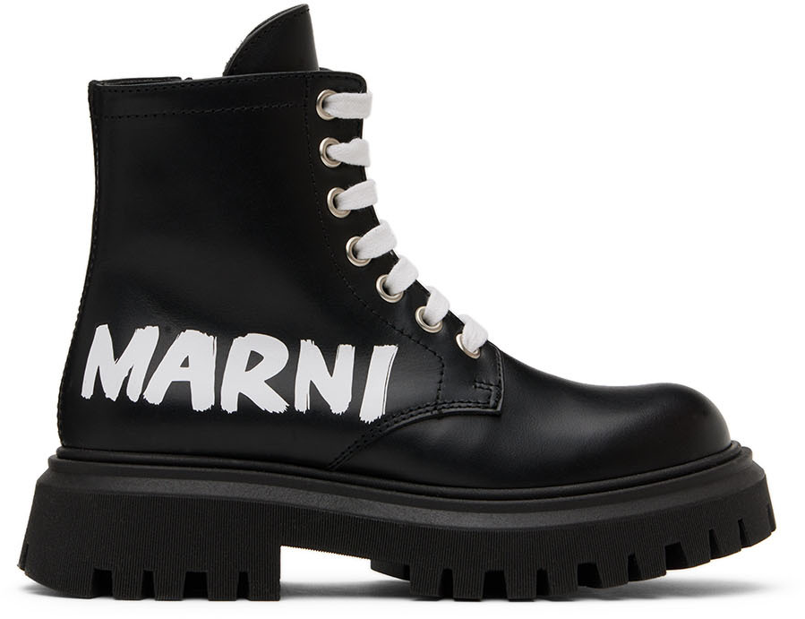 Marni Kids Black Platform Boots In Var. 3