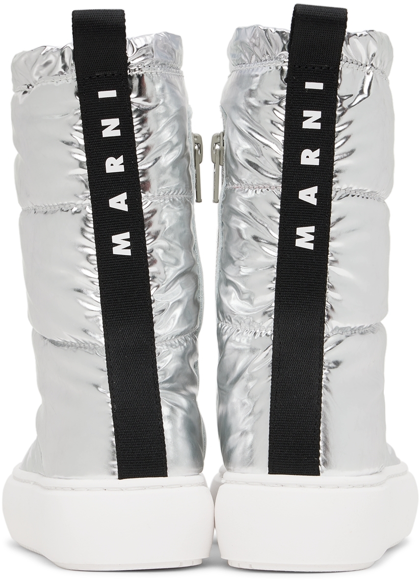 Marni Kids Silver Padded Boots In Var. 3