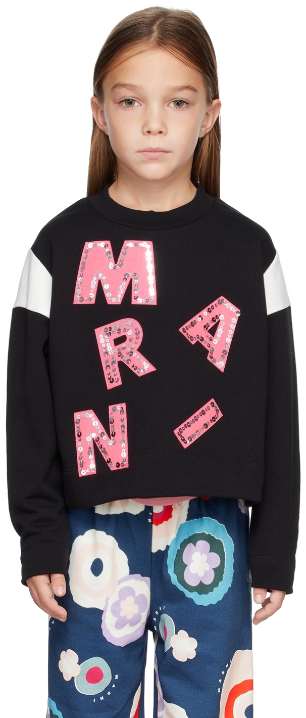 Kids Black Sequinned Sweatshirt by Marni on Sale