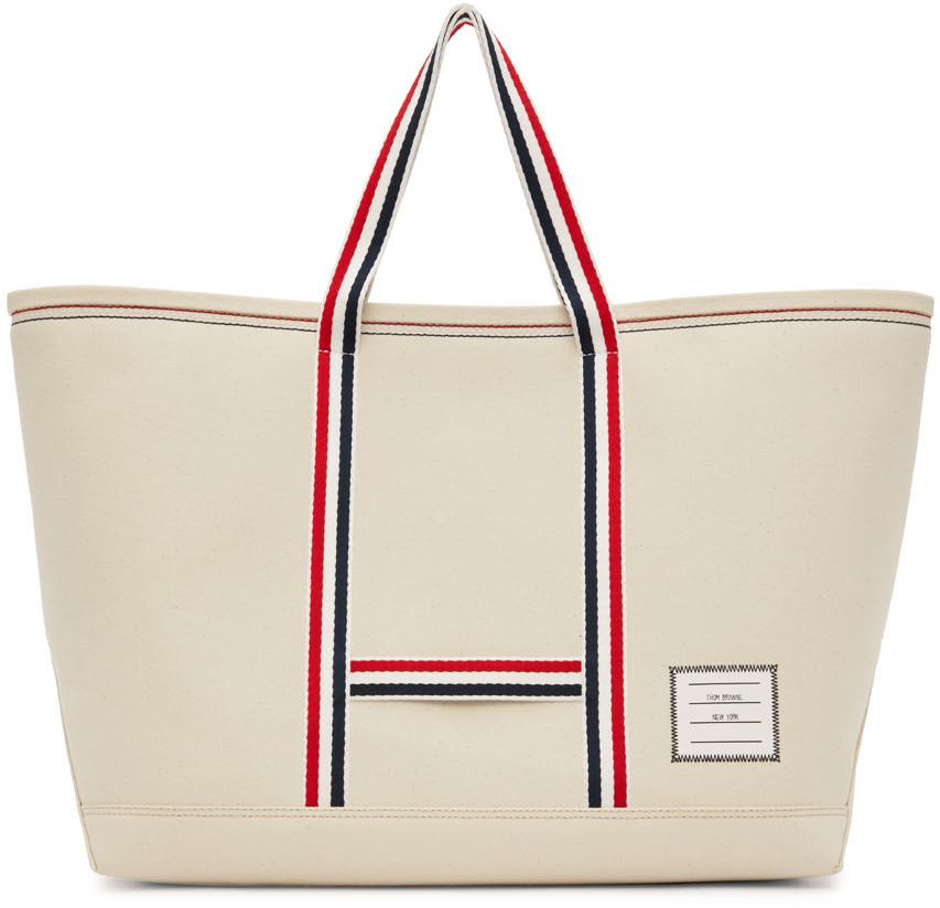 Thom Browne Off-white Medium Tool Tote In 114 Offwhite