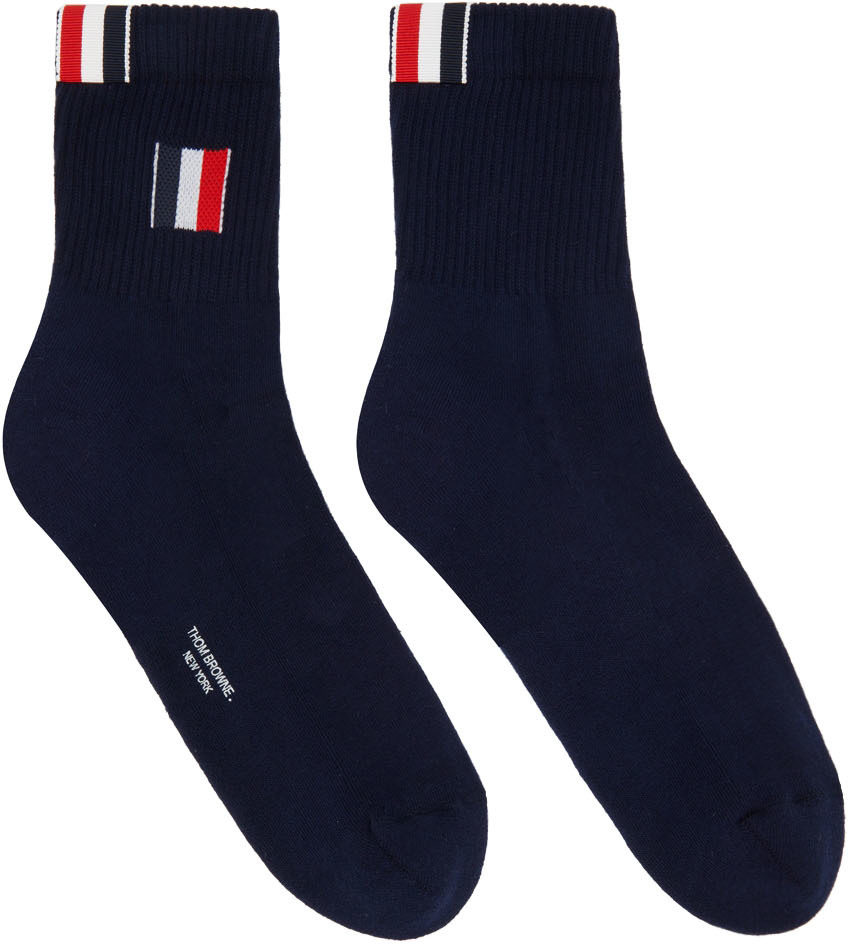 Blue - Save 36% Womens Hosiery Thom Browne Hosiery Thom Browne Cotton Rwb Stripe Detailed Ankle Socks in Red 