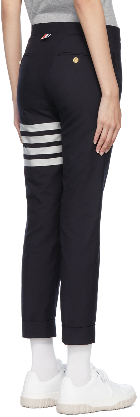 Thom Browne 4-bar Print Straight-leg Trousers In 415 Navy