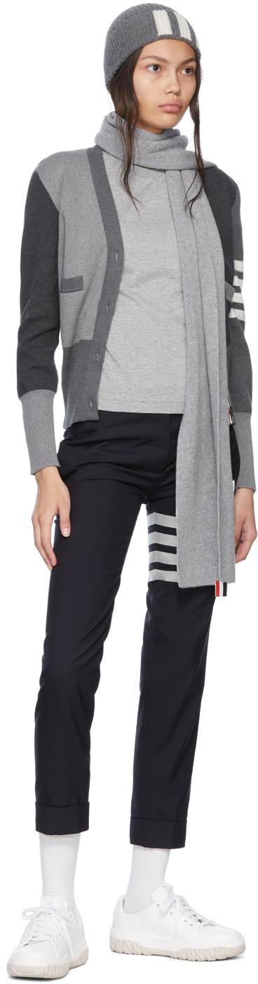 Thom Browne 4-bar Print Straight-leg Trousers In 415 Navy