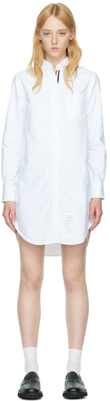 【関税&送料込】Thom Browne Two-Tone Cotton Shirt Dress Oxford Grosgrain Placket Mini Shirtdress | Thom Browne