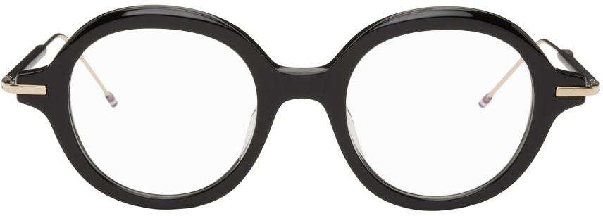 Thom Browne Round Acetate Glasses In Black
