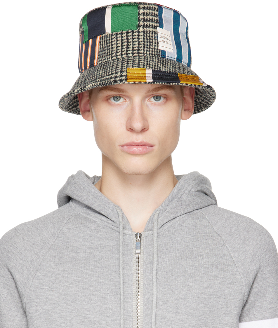 Mens Accessories Hats Thom Browne Ssense Exclusive Black & White Wool Bucket Hat for Men 