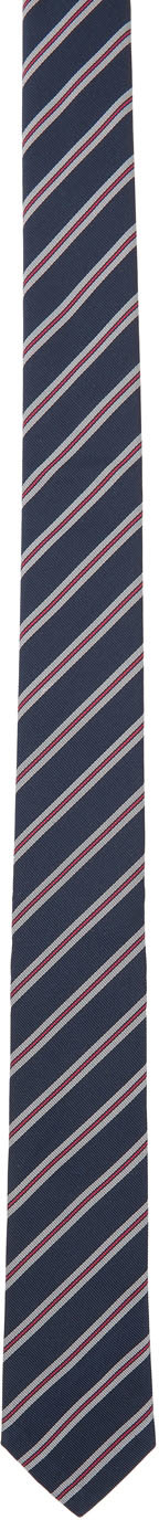 Homme Accessoires Cravates Thom e cravate marine à logo Soie Thom Browne pour homme en coloris Bleu 