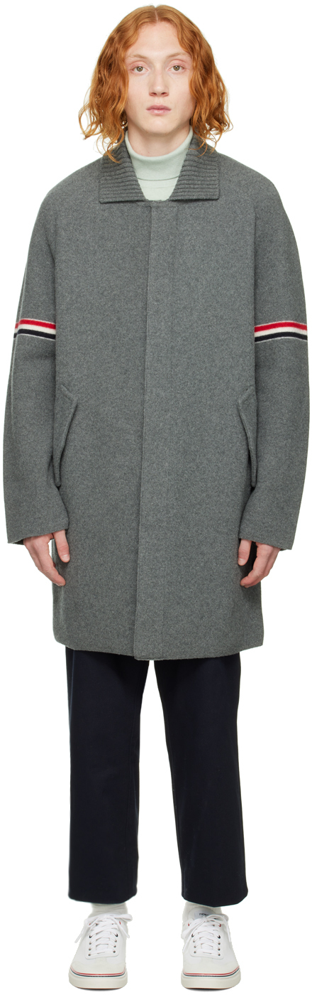 Thom Browne Grey Armband Coat In 035 Med Grey