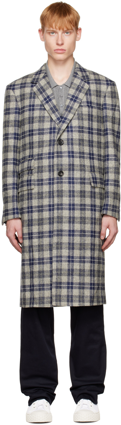 Gray & Blue Tartan Coat