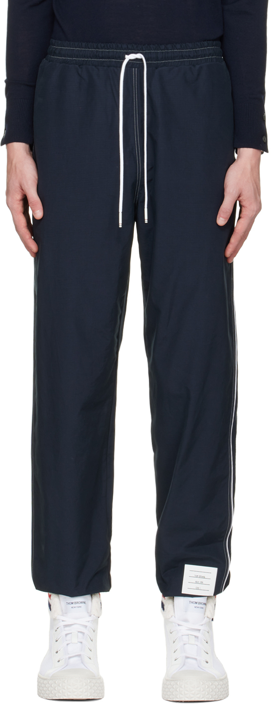 Thom Browne: Navy Contrast Trim Lounge Pants | SSENSE