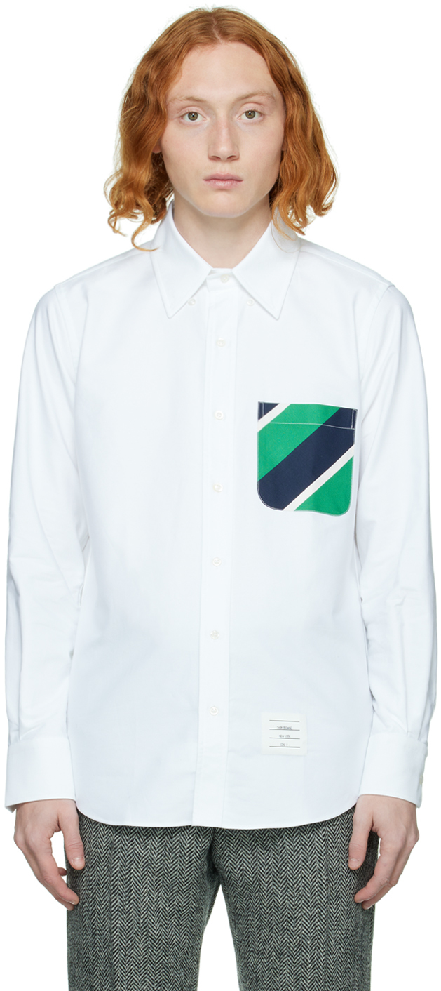 Thom Browne White Spread Collar Shirt In 100 White