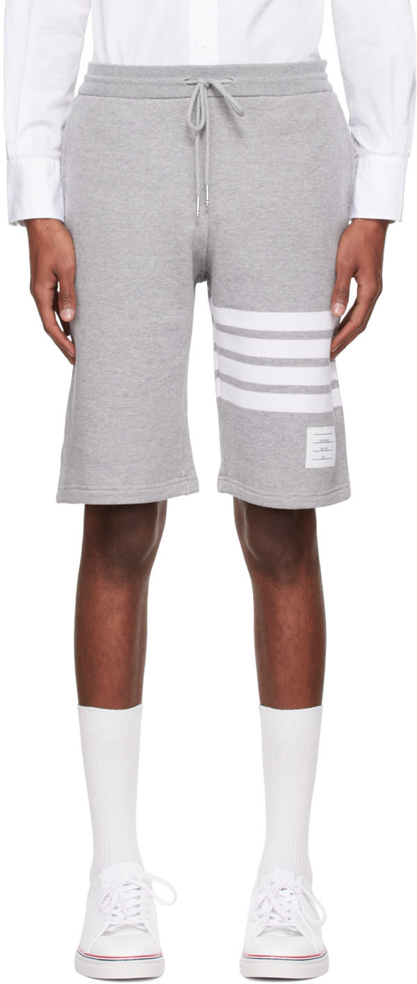 Thom Browne Wool 4-bar Skinny-fit Short in Grey Grey Mens Clothing Shorts Casual shorts for Men 