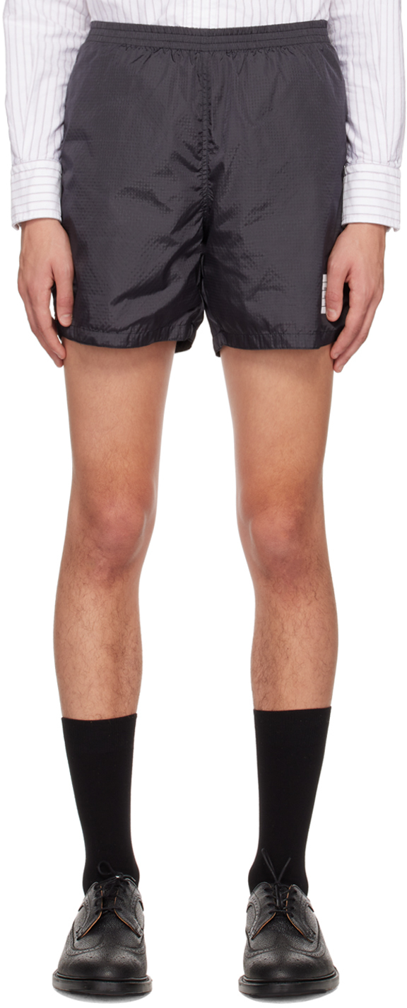Thom Browne Grey Rugby Shorts In 415 Navy