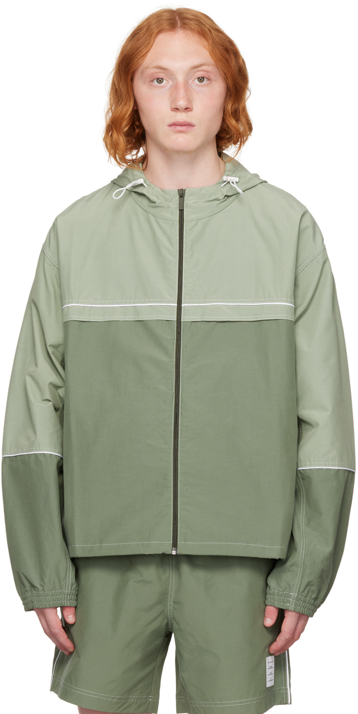 Thom Browne: Green Topstitch Jacket | SSENSE