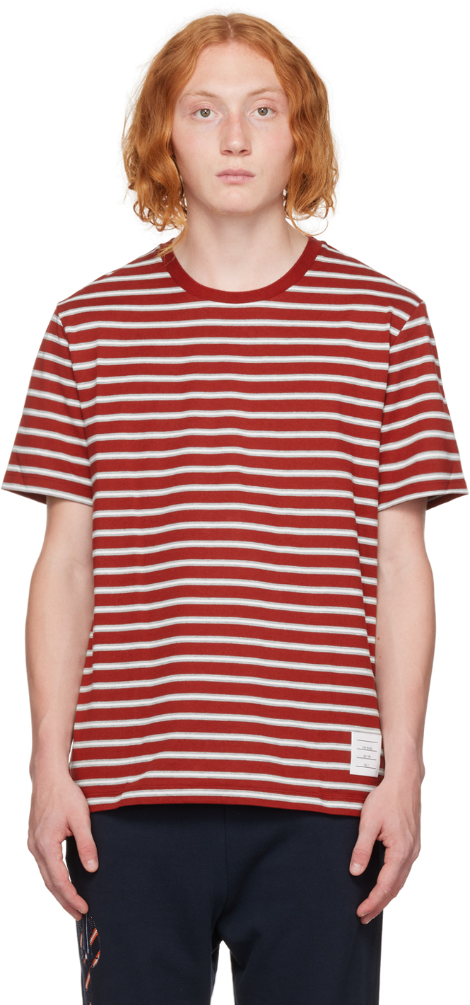 barndom vigtigste dart Red Striped T-Shirt by Thom Browne on Sale